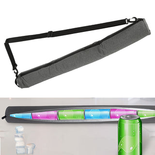 Kühltasche für Dosen grau 80cm Tragegurt verstellbar zum Umhängen Polyester Aluminium isoliert Getränkekühlbeutel