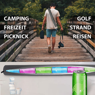 Kühltasche für Dosen grau 80cm Tragegurt verstellbar zum Umhängen Polyester Aluminium isoliert Getränkekühlbeutel