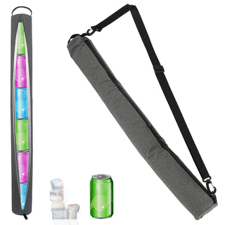 Kühltasche für Dosen grau 80cm Tragegurt verstellbar zum Umhängen Polyester Aluminium isoliert Getränkekühlbeutel