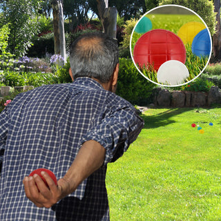 Boule Spiel Set 10teilig Kunststoff Wasserfüllung 8 Kugeln Ø7cm 2 Kugeln Ø3cm Aufbewahrungshalter Boccia