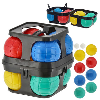 Boule Spiel Set 10teilig Kunststoff Wasserfüllung 8 Kugeln Ø7cm 2 Kugeln Ø3cm Aufbewahrungshalter Boccia