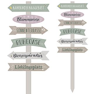 Gartenschild Wegweiser Schild Holzschild 76cm Gartendeko naturfarben grün verschiedene Schriften