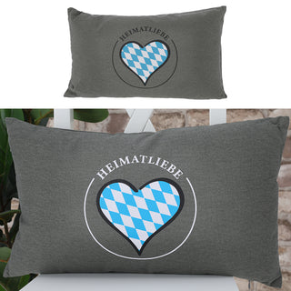 Sofakissen "Heimatliebe" 50x30cm 50x30cm 280g Füllung grau Sofakissen Kuschelkissen Herz Dekokissen Reißverschluss waschbar