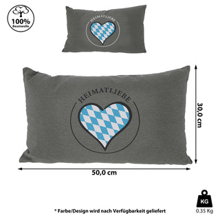 Sofakissen "Heimatliebe" 50x30cm 50x30cm 280g Füllung grau Sofakissen Kuschelkissen Herz Dekokissen Reißverschluss waschbar