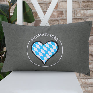 Sofakissen "Heimatliebe" 50x30cm 50x30cm 280g Füllung grau Sofakissen Kuschelkissen Herz Dekokissen Reißverschluss waschbar