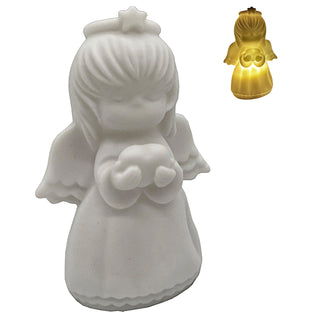 1/12x LED Nachtlicht Engel 6x11x6cm Kunststoff warmweiß Timerfunktion batteriebetrieben Dekoleuchte