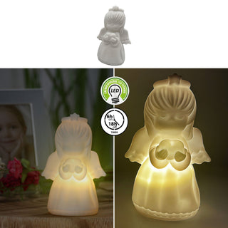 1/12x LED Nachtlicht Engel 6x11x6cm Kunststoff warmweiß Timerfunktion batteriebetrieben Dekoleuchte