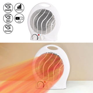 Heizlüfter weiß 1000W/2000W 22x25x13cm drei Heizstufen Kunststoff Kontrollleuchte Überhitzungsschutz Kippschutz Heizung mobil