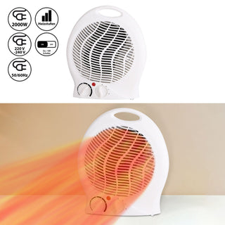 Heizlüfter weiß 1000W/2000W 22x25x13cm drei Heizstufen Kunststoff Kontrollleuchte Überhitzungsschutz Kippschutz Heizung mobil