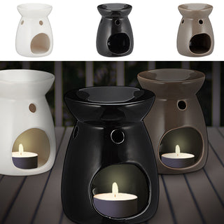 Duftlampe 3er Set Keramik H11cm schwarz beige weiß Aromalampe Raumduft