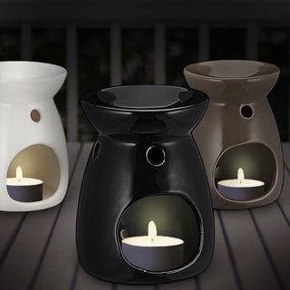 Duftlampe 3er Set Keramik H11cm schwarz beige weiß Aromalampe Raumduft