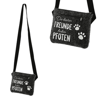 Hunde Leckerli Tasche Spruch "Pfote"/"BestFriends" hellgrau/anthrazit 22,5x19x1,5cm