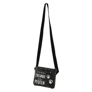 Hunde Leckerli Tasche Spruch "Pfote"/"BestFriends" hellgrau/anthrazit 22,5x19x1,5cm