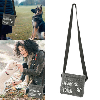 Hunde Leckerli Tasche Spruch "Pfote"/"BestFriends" hellgrau/anthrazit 22,5x19x1,5cm