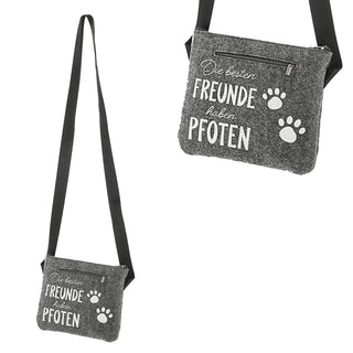 Hunde Leckerli Tasche Spruch "Pfote"/"BestFriends" hellgrau/anthrazit 22,5x19x1,5cm