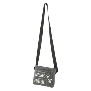 Hunde Leckerli Tasche Spruch "Pfote"/"BestFriends" hellgrau/anthrazit 22,5x19x1,5cm