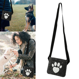 Hunde Leckerli Tasche Spruch "Pfote"/"BestFriends" hellgrau/anthrazit 22,5x19x1,5cm