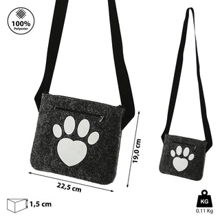 Hunde Leckerli Tasche Spruch "Pfote"/"BestFriends" hellgrau/anthrazit 22,5x19x1,5cm