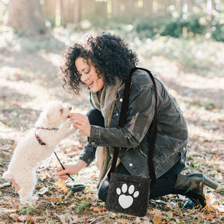 Hunde Leckerli Tasche Spruch "Pfote"/"BestFriends" hellgrau/anthrazit 22,5x19x1,5cm