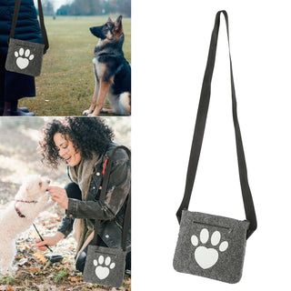 Hunde Leckerli Tasche Spruch "Pfote"/"BestFriends" hellgrau/anthrazit 22,5x19x1,5cm