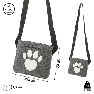 Hunde Leckerli Tasche Spruch "Pfote"/"BestFriends" hellgrau/anthrazit 22,5x19x1,5cm