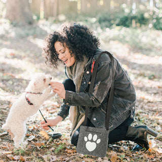 Hunde Leckerli Tasche Spruch "Pfote"/"BestFriends" hellgrau/anthrazit 22,5x19x1,5cm