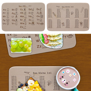 Frühstücksbrett Schulanfang Holz 2er Set Motiv 1x1 ABC Vesperbrett Brettchen Schüler Schulbeginn