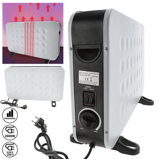 Konvektorheizung Style weiß schwarz 750/1250/2000W 60x40x26cm drei Heizstufe Stahlblech Temperatursteuerung Überhitzungsschutz AbschaltautomatikHeizung mobil