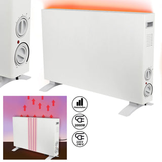Konvektorheizung Basic groß weiß 1250W/2000W 68x45x22cm zwei Heizstufe Stahlblech Temperatursteuerung Überhitzungsschutz AbschaltautomatikHeizung mobil