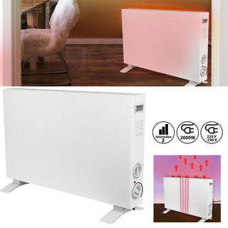 Konvektorheizung Basic groß weiß 1250W/2000W 68x45x22cm zwei Heizstufe Stahlblech Temperatursteuerung Überhitzungsschutz AbschaltautomatikHeizung mobil