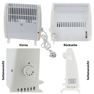 Konvektorheizung Basic klein weiß 400W/450W 27,5x27,5x12,7cm eine Heizstufe Stahlblech Temperatursteuerung Überhitzungsschutz AbschaltautomatikHeizung mobil