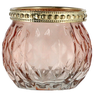 Teelichtglas 4er Set orientalisch Glas Ø6,5cm H5,7cm Windlicht weiß grau pink braun Leuchte Lampe Teelichthalter