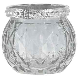 Teelichtglas 4er Set orientalisch Glas Ø6,5cm H5,7cm Windlicht weiß grau pink braun Leuchte Lampe Teelichthalter