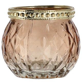 Teelichtglas 4er Set orientalisch Glas Ø6,5cm H5,7cm Windlicht weiß grau pink braun Leuchte Lampe Teelichthalter