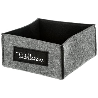 Aufbewahrungskorb Filz 4er Set Aufdruck vier Sprüche quadratisch Krimskram Schnick Schnack Tüdelkram Fette Beute Korb Box