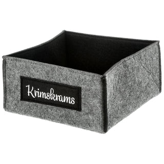 Aufbewahrungskorb Filz 4er Set Aufdruck vier Sprüche quadratisch Krimskram Schnick Schnack Tüdelkram Fette Beute Korb Box