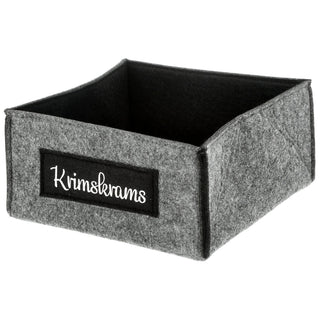 Aufbewahrungskorb Filz 4er Set Aufdruck vier Sprüche quadratisch Krimskram Schnick Schnack Tüdelkram Fette Beute Korb Box