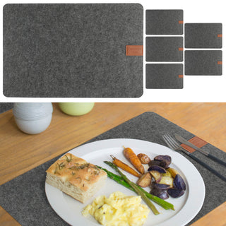 6x Tischset Filz mit Label beige/hell-/dunkelgrau 45x30cm Tischdekoration Platzdecken Filzuntersetzer Platzset runde Ecken