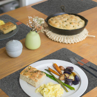 6x Tischset Filz mit Label beige/hell-/dunkelgrau 45x30cm Tischdekoration Platzdecken Filzuntersetzer Platzset runde Ecken
