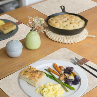 6x Tischset Filz mit Label beige/hell-/dunkelgrau 45x30cm Tischdekoration Platzdecken Filzuntersetzer Platzset runde Ecken