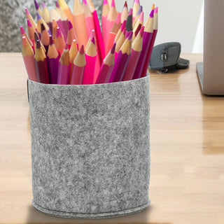 Filzkorb 3er Set Aufbewahrungskorb hell-/dunkelgrau S:Ø15x17cm;M:Ø19,5x20,5cm;L:Ø23x22cm PVC Schlaufe Henkelkorb Filzkorb Körbchen Ordnungskorb