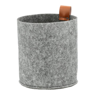 Filzkorb 3er Set Aufbewahrungskorb hell-/dunkelgrau S:Ø15x17cm;M:Ø19,5x20,5cm;L:Ø23x22cm PVC Schlaufe Henkelkorb Filzkorb Körbchen Ordnungskorb