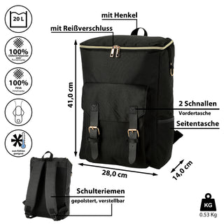 Thermorucksack 20 Liter 28x41x14cm schwarz Kühlrucksack Isoliertasche Rucksack Kühltasche