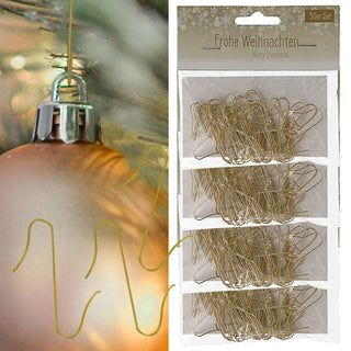 Weihnachtskugel Aufhänger gold/silber 4x50 Stück Metall Haken Kugelaufhänger Schnellaufhänger