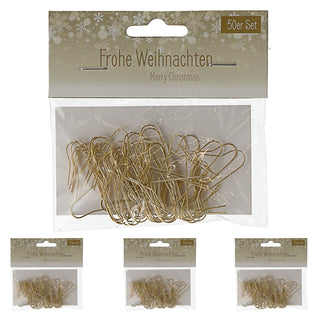 Weihnachtskugel Aufhänger gold/silber 4x50 Stück Metall Haken Kugelaufhänger Schnellaufhänger