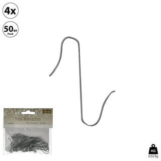 Weihnachtskugel Aufhänger gold/silber 4x50 Stück Metall Haken Kugelaufhänger Schnellaufhänger