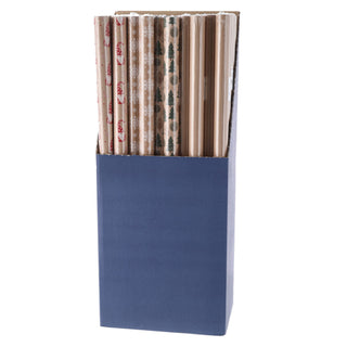 Geschenkpapier Nature 50er Pack 4 Motive à 6 Stück naturfarben bunt Weihnachten Weihnachtsmotiv 70x200cm Verpackung Papier Geschenkpapierrolle