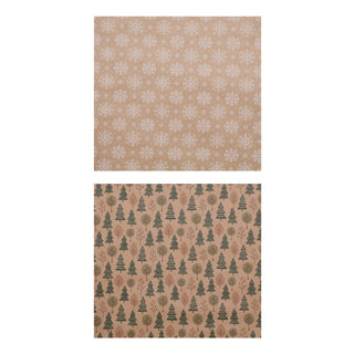 Geschenkpapier Nature 50er Pack 4 Motive à 6 Stück naturfarben bunt Weihnachten Weihnachtsmotiv 70x200cm Verpackung Papier Geschenkpapierrolle
