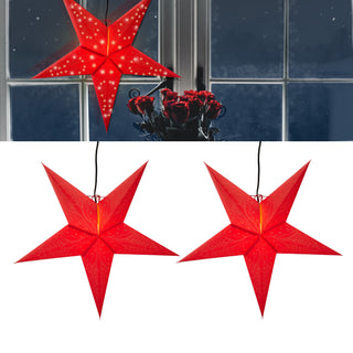 Papierstern 2er Set 60cm rot Fensterdeko faltbar XL Stern Weihnachtsstern Dekostern Stanzungen 201639