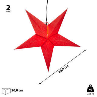Papierstern 2er Set 60cm rot Fensterdeko faltbar XL Stern Weihnachtsstern Dekostern Stanzungen 201639
